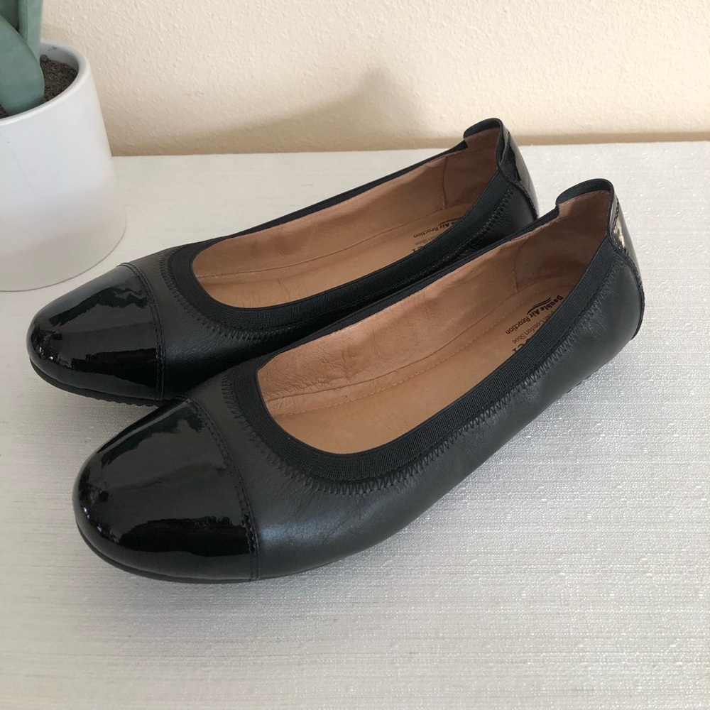 Josef Seibel Black Cap Toe Leather Elegant Ballet Flats Women’s EU42 US10-10.5 - Picture 3 of 14